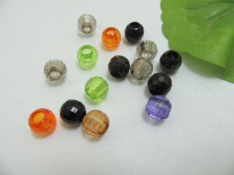 200Pcs New Acrylic Round Facted European Beads Mixed Color - Click Image to Close