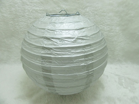 10 New Plain Silver Paper Lantern Wedding Favor 20cm - Click Image to Close