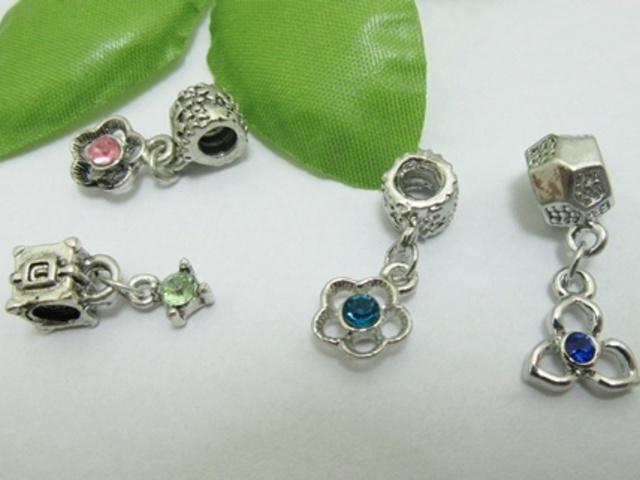 50 Alloy Thread European Beads with Dangle pa-m242