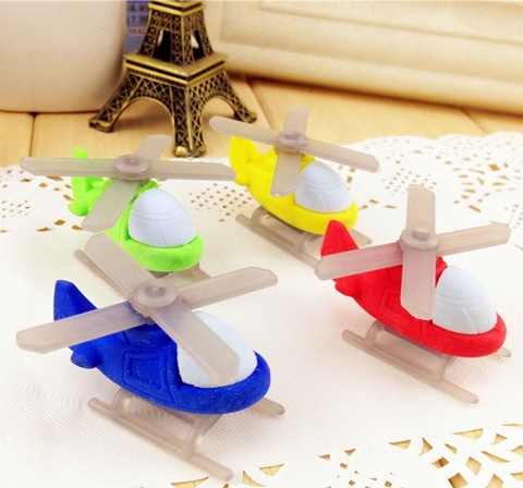 24Pcs Helicopter Shaped Erasers Mixed Color - Click Image to Close