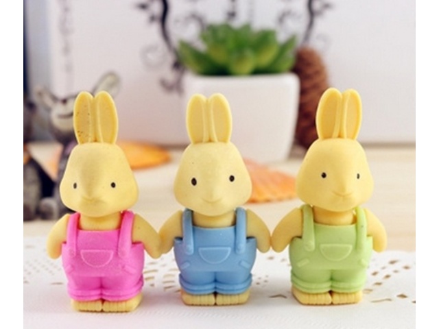 27Pcs Lovely Rabbit Erasers Mixed Color - Click Image to Close