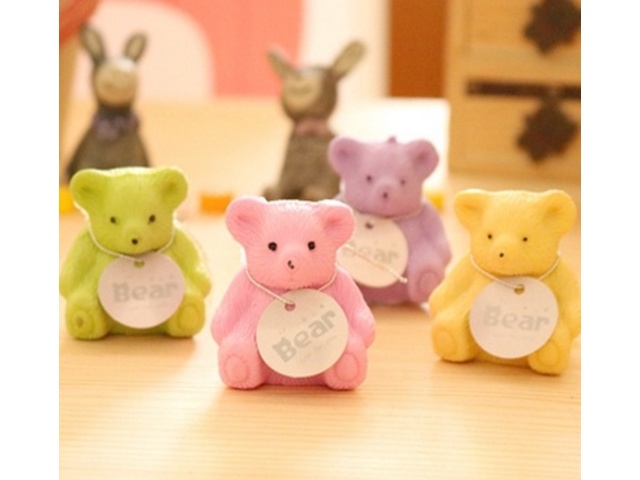 20 Little Bear Erasers w/Pencil Sharpener Mixed Color - Click Image to Close