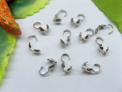200pcs White-K Plated Knot Covers Bead Tips - Click Image to Close