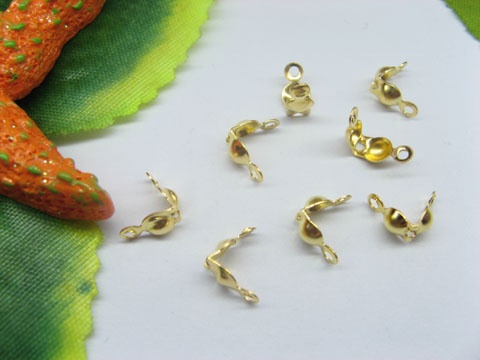 200pcs Gold Plated Double Loop Bead Tips - Click Image to Close
