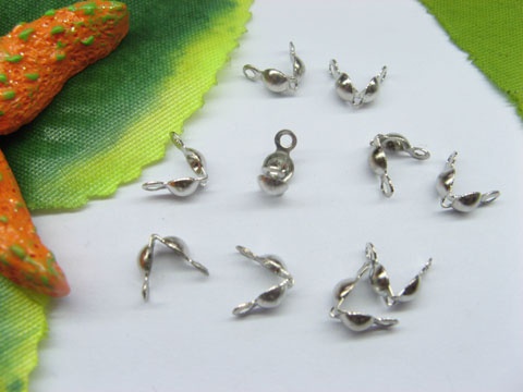 200pcs White-K Plated Double Loop Bead Tips - Click Image to Close