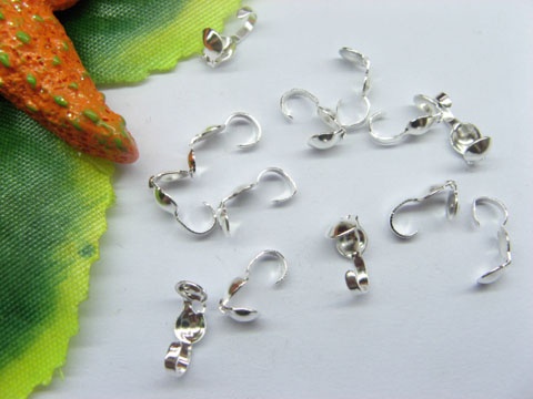 200pcs Silver Plated Knot Covers Bead Tips - Click Image to Close