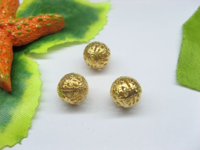 100pcs Gold Plated Filigree Spacer Beads 10mm 100pcs Gold Plated Filigree Spacer Beads 10mm