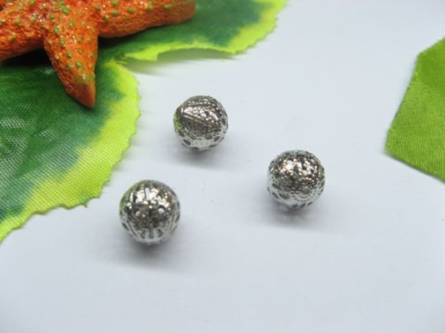 100pcs White-K Plated Filigree Spacer Beads 10mm 100pcs White-K Plated Filigree Spacer Beads 10mm
