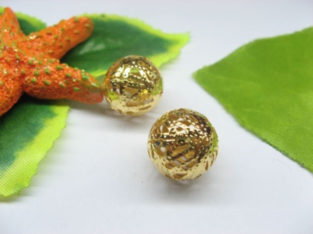 50pcs Gold Plated Filigree Spacer Beads 16mm