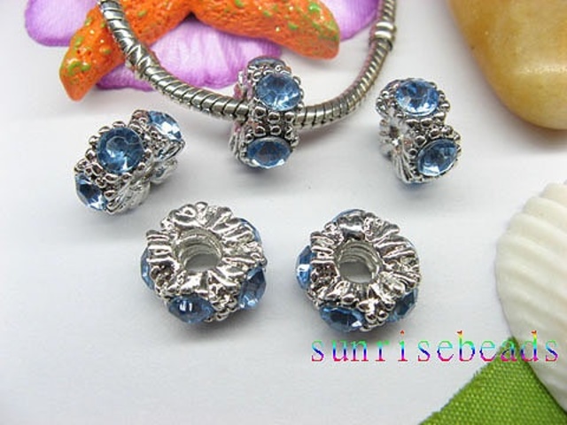 20pcs 18 KGP Beads Inlay 5 Blue Crystal Fit European Beads yw-pa 20pcs 18 KGP Beads Inlay 5 Blue Crystal Fit European Beads yw-pa