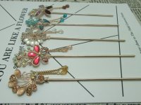 24X New Fashion Style Flower Hair Stick Tassel Hairpins