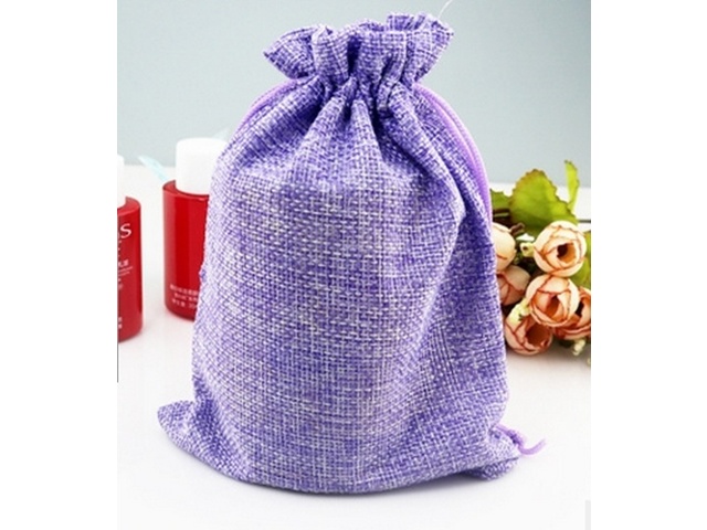 50 Plain Purple Hemp Drawstring Jewelry Gift Pouches 9x7cm
