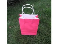48 Bulk Kraft Paper Gift Carry Shopping Bag 33x26x12cm Pink