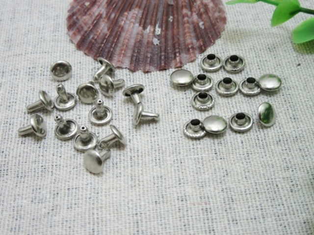500Set 6mm Flat Round Double Rivets Cap Studs Spots Punk Bracele 500Set 6mm Flat Round Double Rivets Cap Studs Spots Punk Bracele
