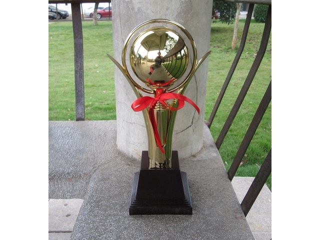 1Pc Golden Plated Trophy Cup Novelty Achievement Award 38.5cm