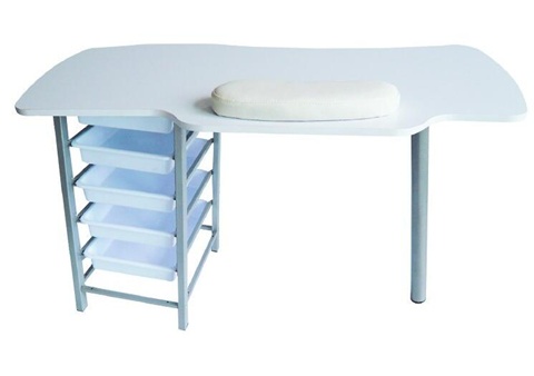 1X New White Manicure Table with 5 Layer Drawers - Click Image to Close