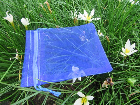 100 Blue Organza Drawstring Jewelry Gift Pouches 12x10cm - Click Image to Close