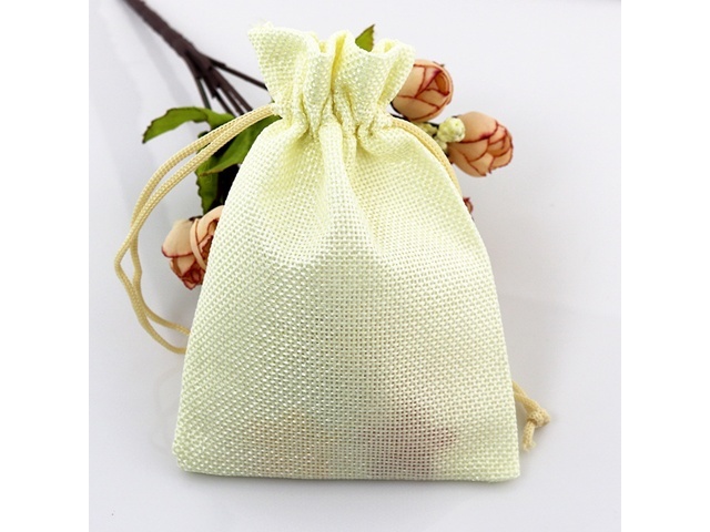 50 Plain Ivory Hemp Drawstring Jewelry Gift Pouches 9x7cm - Click Image to Close