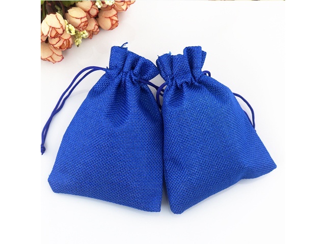 50 Plain Blue Hemp Drawstring Jewelry Gift Pouches 9x7cm - Click Image to Close