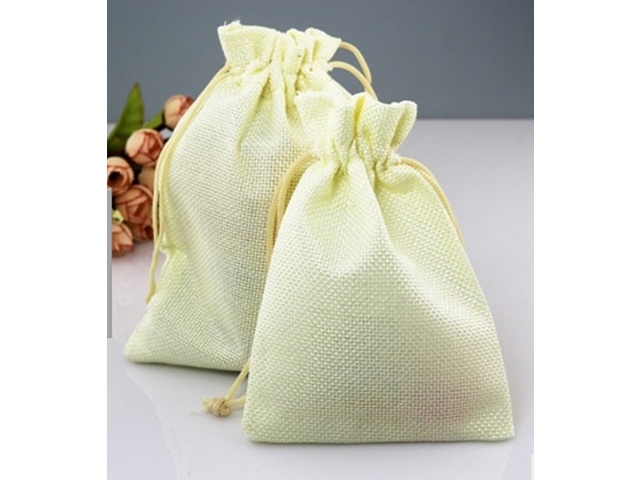 50 Plain Ivory Hemp Drawstring Jewelry Gift Pouches 13.5x10cm