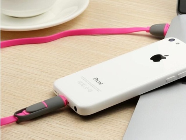 5X Fuschia 2in1 Combo Charger Data Sync Cable Micro USB For Andr