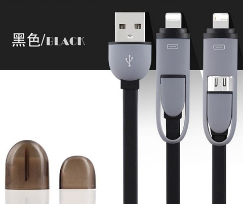 5X Black 2in1 Combo Charger Data Sync Cable Micro USB For Androi - Click Image to Close