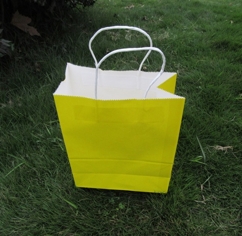 48 Bulk Kraft Paper Gift Carry Shopping Bag 27.5x22x11cm Yellow - Click Image to Close