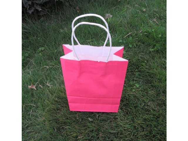 48 Bulk Kraft Paper Gift Carry Shopping Bag 33x26x12cm Pink
