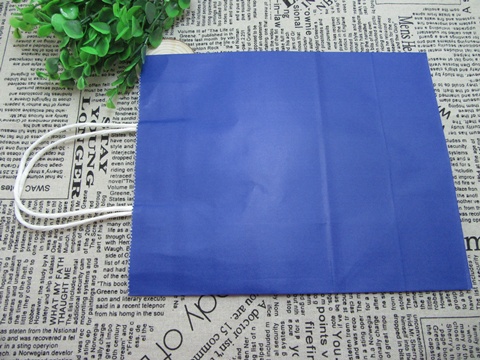 48 Bulk Kraft Paper Gift Carry Shopping Bag 21x15x8cm Dark Blue - Click Image to Close