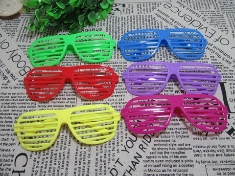 12 Funny Glasses Shutter Shades Sunglasses Mixed Color - Click Image to Close