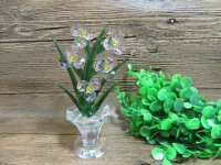 1X Crystal Green Money Tree Pink Flower Figurines Home Wedding