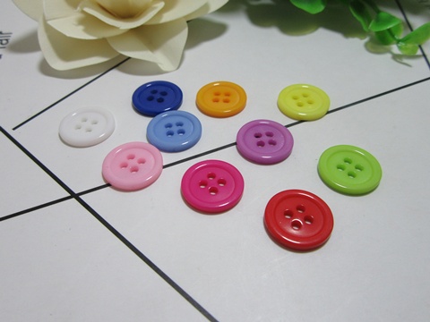 400 Craft Button 4 Holes Craft Sewing 15mm Mixed Color - Click Image to Close