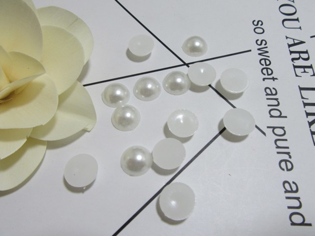 750Pcs 12mm White Semi-Circle Simulated Pearl Bead Flatback - Click Image to Close