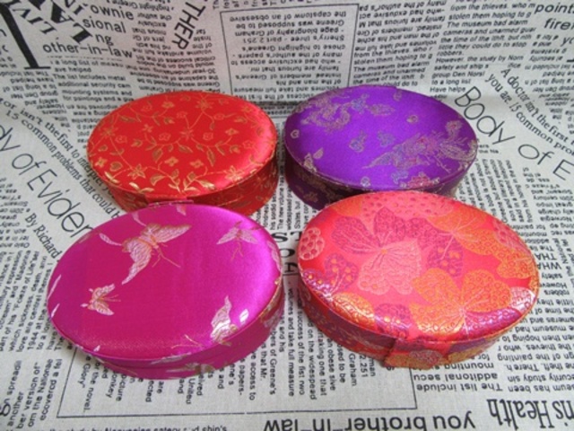 4X New SILK Embroidered Broche Multi-purpose Jewellery Ring Box 4X New SILK Embroidered Broche Multi-purpose Jewellery Ring Box