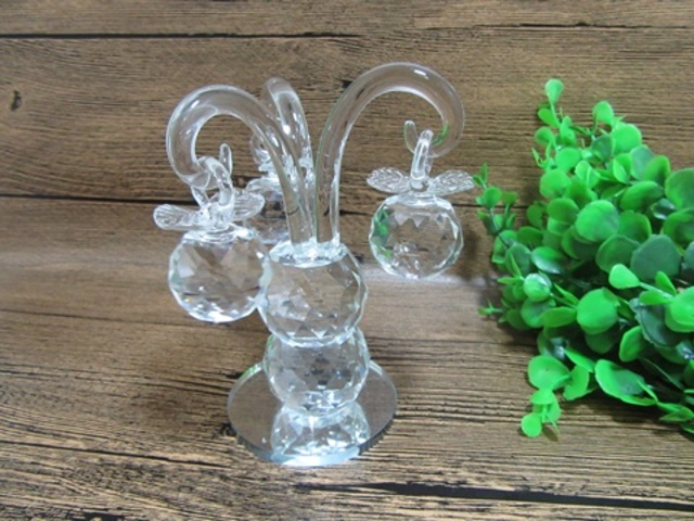1X Crystal Clear Apple Money Tree Figurines Wedding 13cm High 1X Crystal Clear Apple Money Tree Figurines Wedding 13cm High