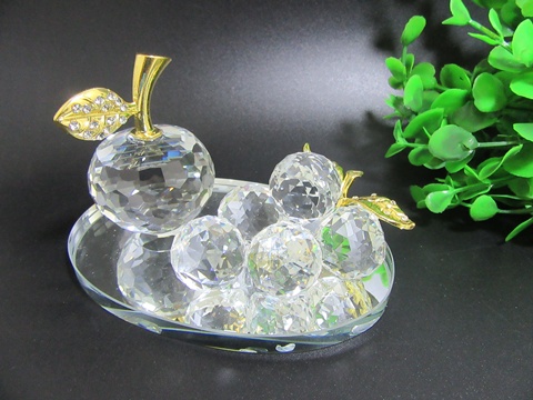 1X Crystal Apple Grape Figurines Home Wedding Deco 65mm High - Click Image to Close