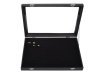 1X New Black Velvet Ring Display Case with Glass Cover