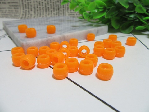 1100Pcs Orange Plastic Barrel Pony Beads 6x8mm be-p237 - Click Image to Close