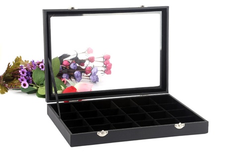 1Pc Black Jewelry Storage 24 Compartment Display Case - Click Image to Close