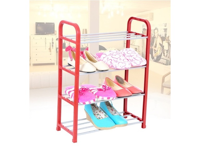 1X New Red 4-Tier Shoe Holder Display Rack