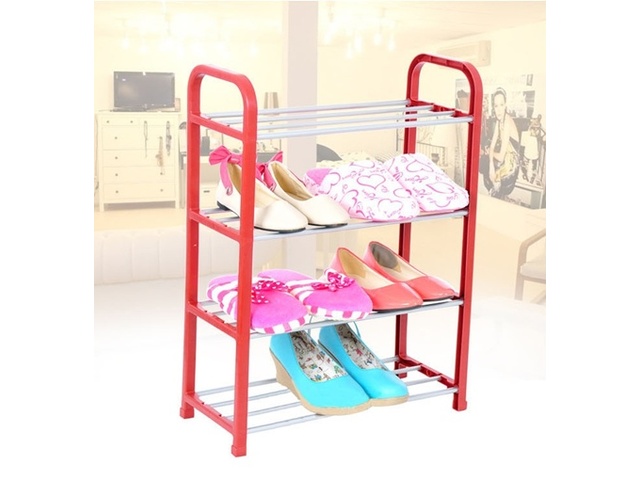 1X New Red 4-Tier Shoe Holder Display Rack - Click Image to Close