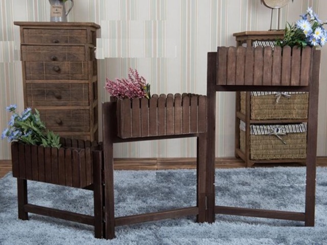 1X Foldable Wooden Garden Home Planter Stand Storage 100x40x64cm - Click Image to Close