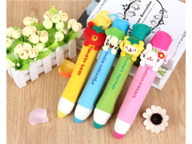 4Pcs Colorful Funny Pencil Shape Pencil Case Zipper Bag for Kids - Click Image to Close