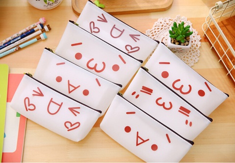 10 Lovely Expression Pencil Case Zipper Bag Mixed - Click Image to Close