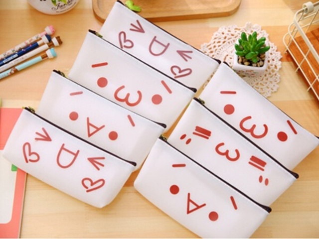 10 Lovely Expression Pencil Case Zipper Bag Mixed - Click Image to Close