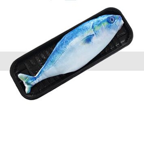 1Pc New Blue Fish Shape Pencil Case Zipper Bag - Click Image to Close