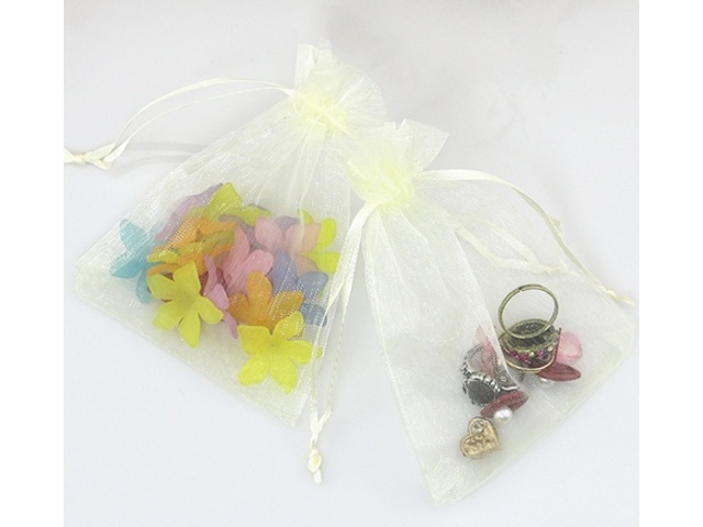100 Ivory Drawstring Jewelry Gift Pouches 12x9cm