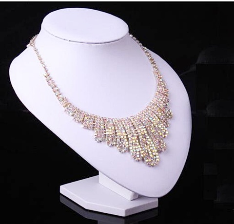 1X White Leatherette Necklace Display Bust Stand 18cm High - Click Image to Close