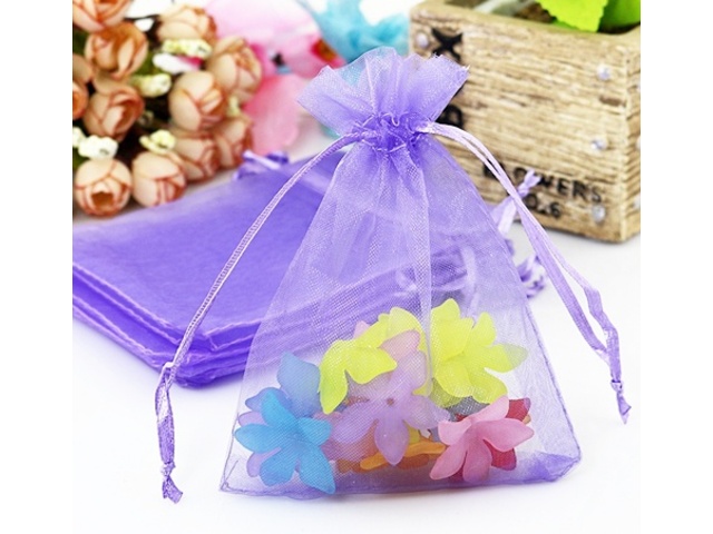 100 Purple Organza Drawstring Gift Jewelry Pouches 18x12.5cm - Click Image to Close