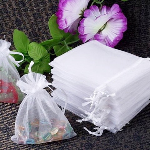 100 White Drawstring Jewelry Gift Pouches 9x7cm - Click Image to Close
